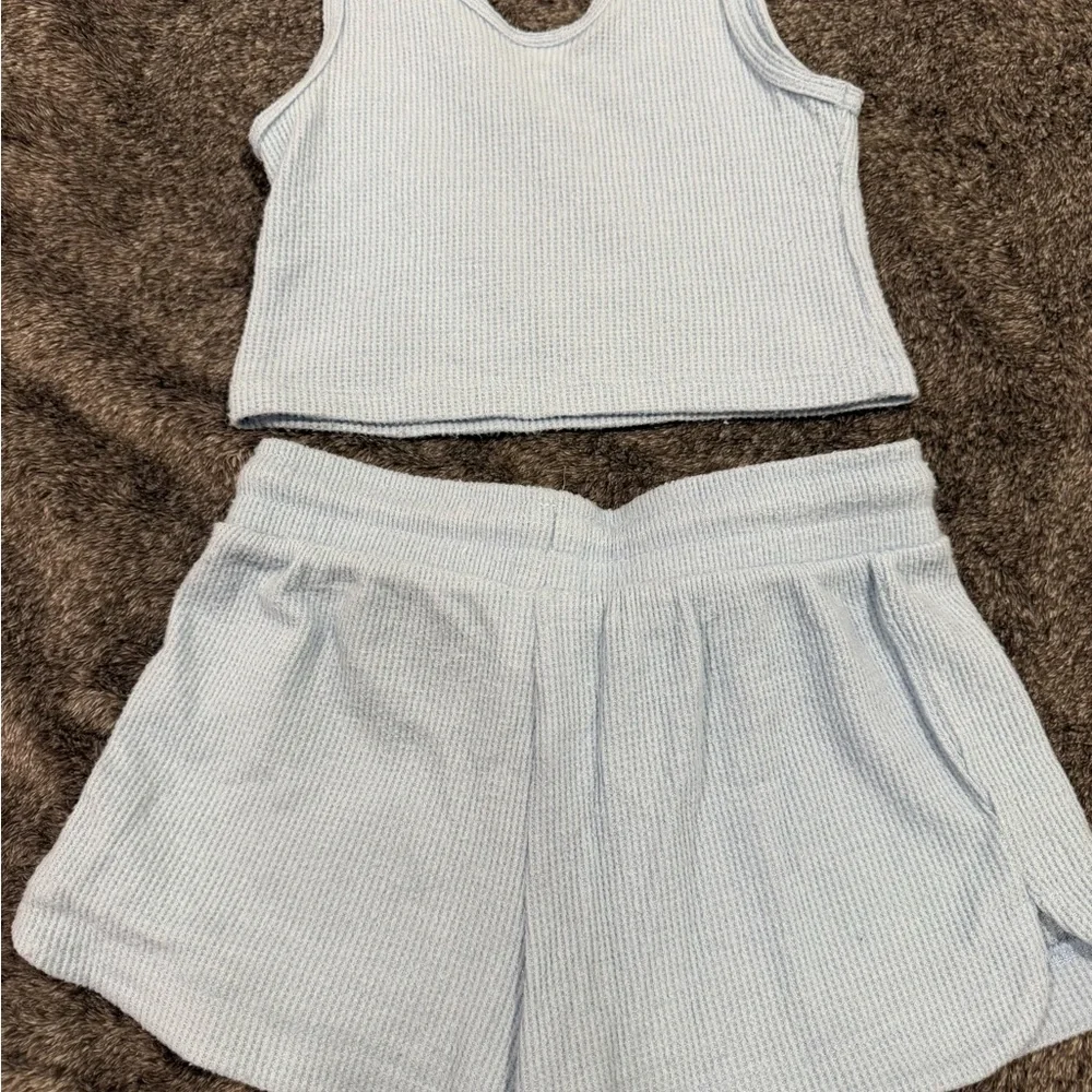 Kids Light Blue Ribbed Matching‎ Set - Picture 2 of 4
